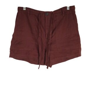 Madewell Women 100% Linen Pull On Shorts Terracotta Brown Drawstring Size M